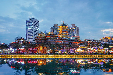 成都九眼桥夜景度假高清图片素材