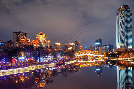 成都九眼桥夜景度假高清图片素材