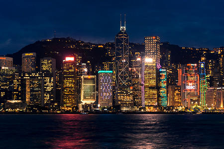 香港维多利亚港夜景背景图片