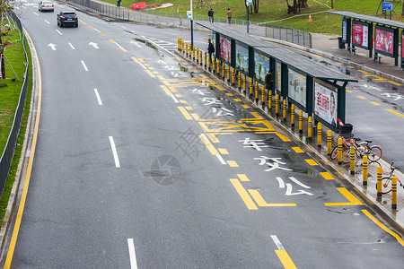 道路指示标公交车道背景背景