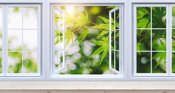春天窗户窗外春天风景设计图片