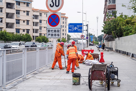 街道维护工人城市环卫工人背景