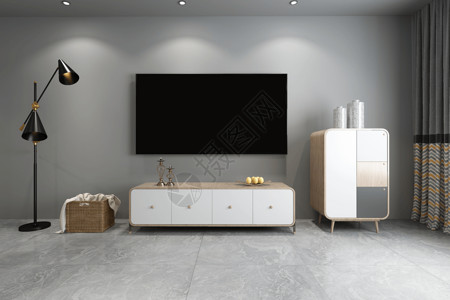 木纹家具简约版电视背景墙设计图片