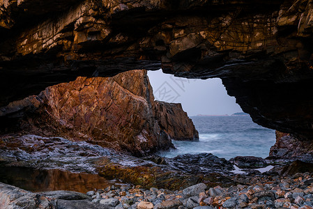 岩石洞香港海边岩洞背景