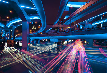 车水马龙高科技城市背景高清图片