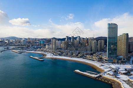 冬景建筑大连海岸线冬景背景