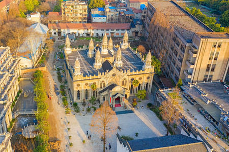 闹市中拜占庭风格的寺庙古德寺高清图片