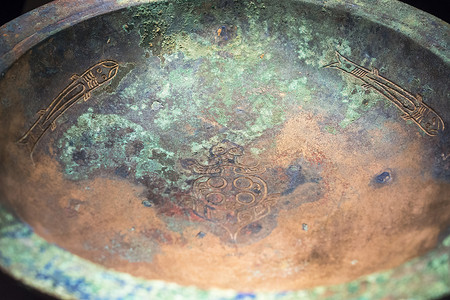 古风图案龟形青铜盆背景背景