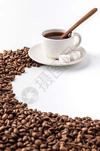咖啡与咖啡豆背景图片