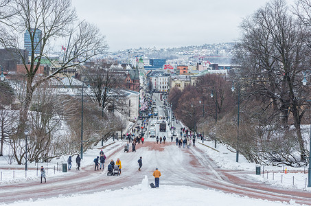 奥斯陆冬季城市风光背景图片