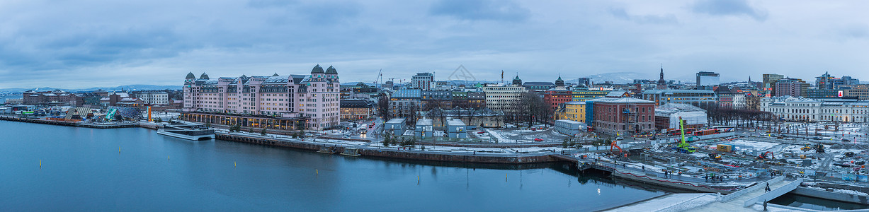 挪威奥斯陆城市全景图背景图片