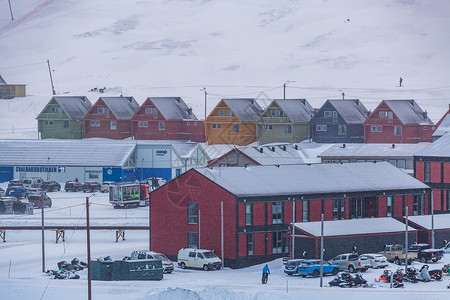雪山别墅北极城市朗伊尔城风光背景