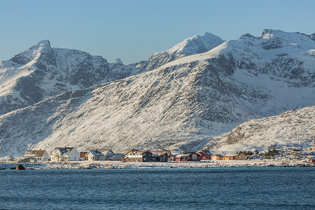 北欧挪威雪山风光背景图片