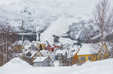 挪威著名旅游滑雪胜地纳尔维克城市风光背景