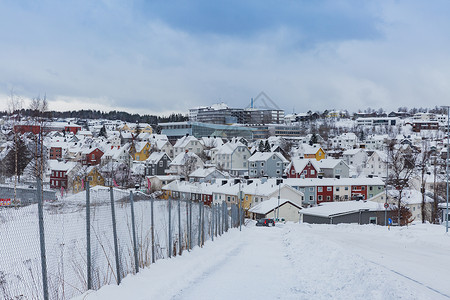 挪威著名旅游滑雪胜地纳尔维克城市风光背景