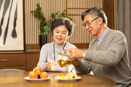 饮茶图中老年人茶室饮茶背景