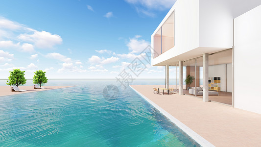 建筑房子休闲舒适度假海景别墅设计图片