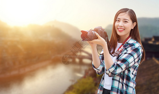 古镇风光一个人旅行设计图片