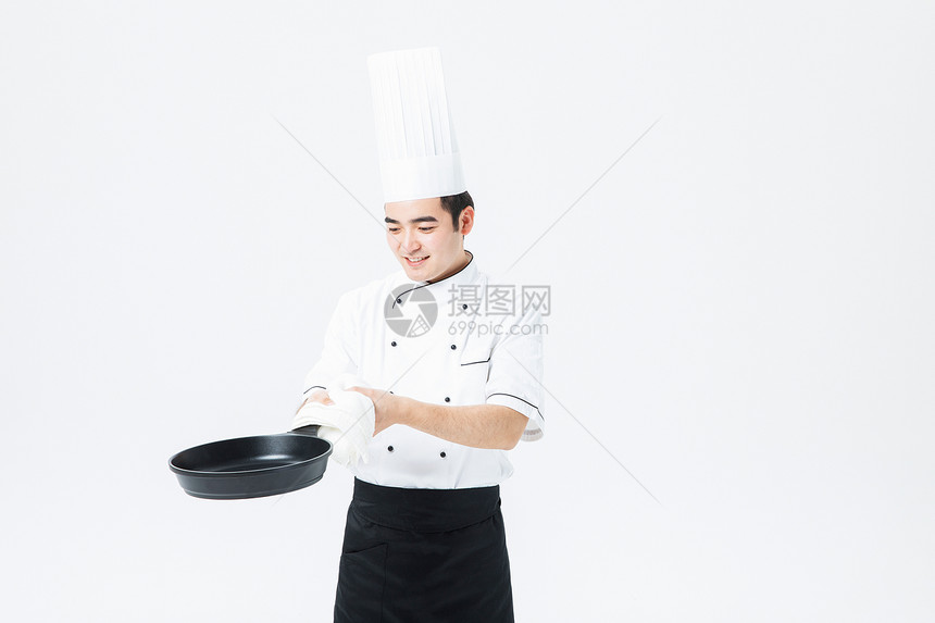 厨师拿着锅图片