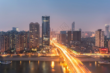 湖北武汉汉口江滩夜景交通高清图片素材