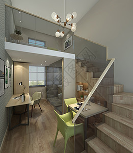 loft餐厅现代北欧风loft室内设计效果图背景