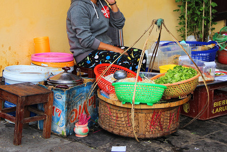 越南会安古城街边小吃摊图片