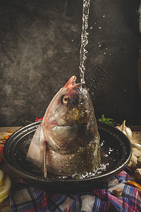 生鲜鱼头背景图片