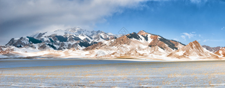 帽天山新疆天山冬季雪山背景