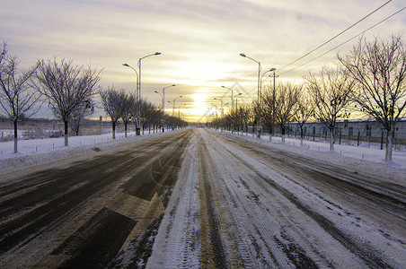 公路交通冬季雪路背景图片