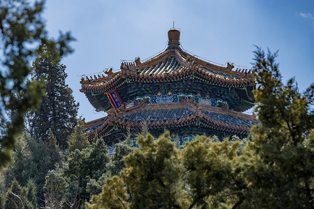 北京景山公园古建筑背景图片