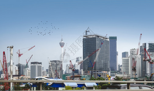 马来西亚城市建筑塔吊高清图片素材