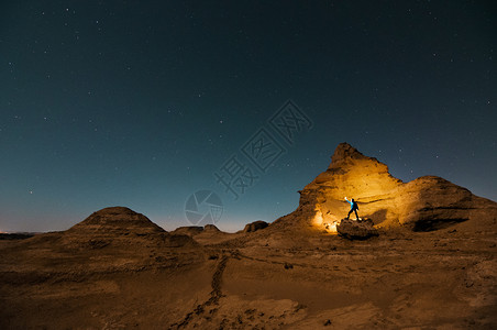 环境人像新疆雅丹魔鬼城夜景星空人像背景