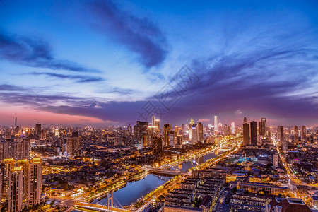 天津城市夜景城市天际线高清图片素材