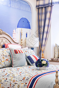 海洋风格样板房卧室一角背景图片