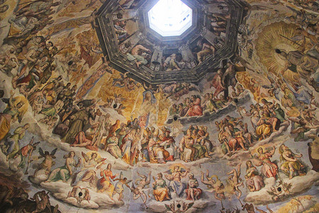 意大利佛罗伦萨圣母百花大教堂大圆顶壁画背景图片