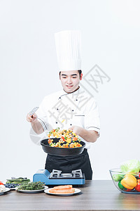 厨师炒菜背景图片