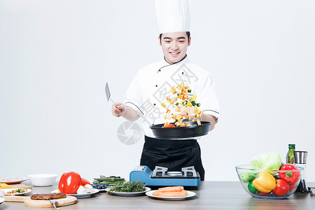 厨师炒菜背景图片