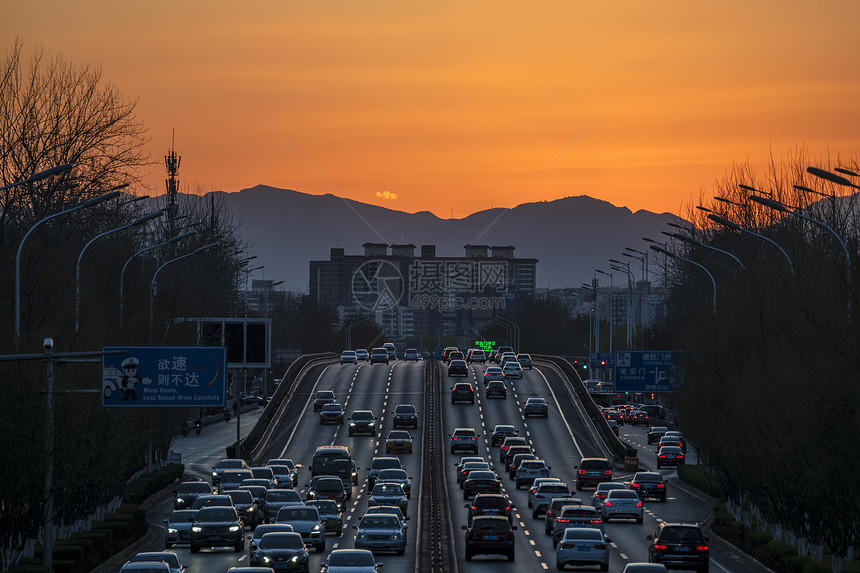 晚霞北京二环路德胜门桥图片