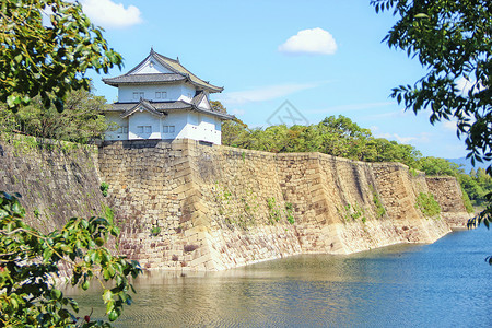 日本大阪城护城河旅行高清图片素材