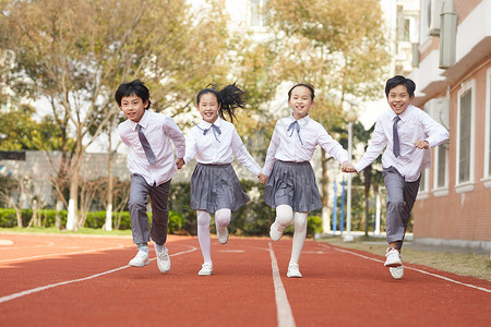 儿童节小学生奔跑校园高清图片素材