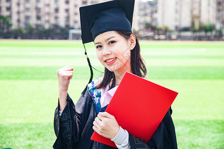 应届女大学生毕业加油手势背景