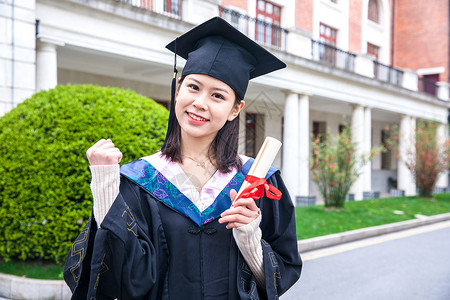 大学女生毕业加油手势图片素材