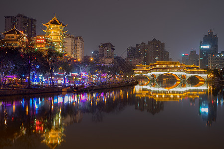 成都九眼桥夜景灯光高清图片素材