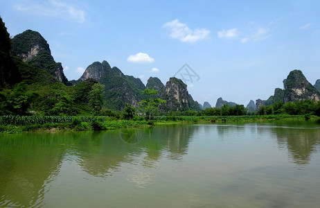 明仕山庄广西明仕田园山水风光背景