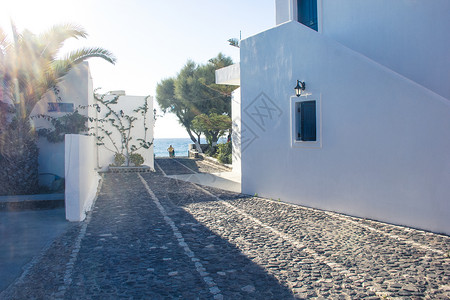 希腊圣托里尼岛海边白色建筑高清图片
