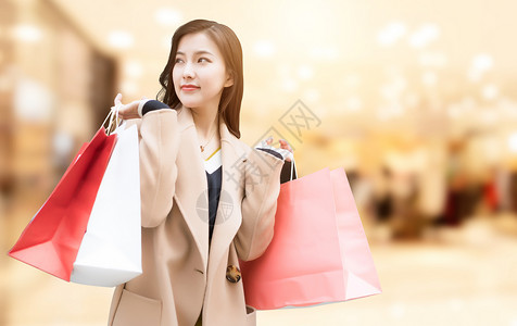 商场购物的女士逛街购物设计图片