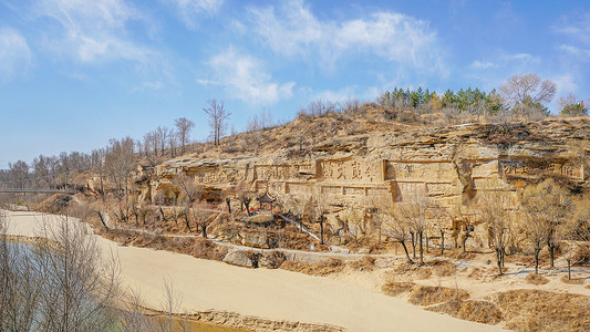 红石峡景区榆林红石峡石窟背景