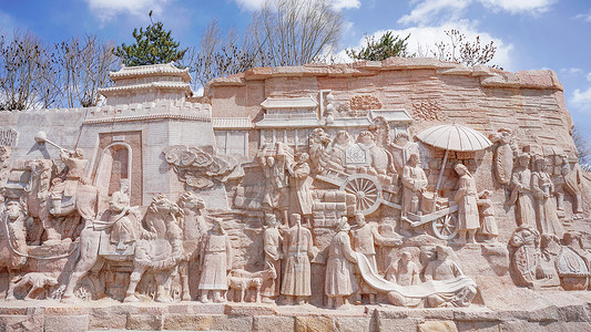 浮雕墙陕北民俗文化浮雕背景