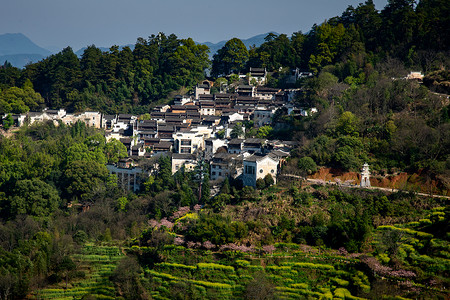 山中村落婺源山中的古村落背景