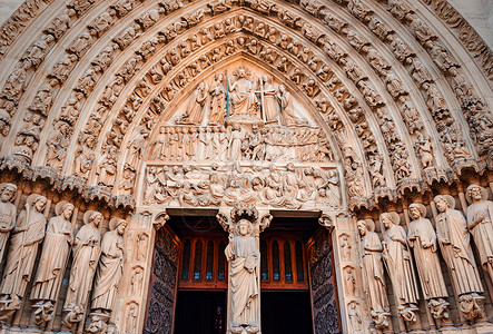 法国巴黎圣母院外观教堂高清图片素材